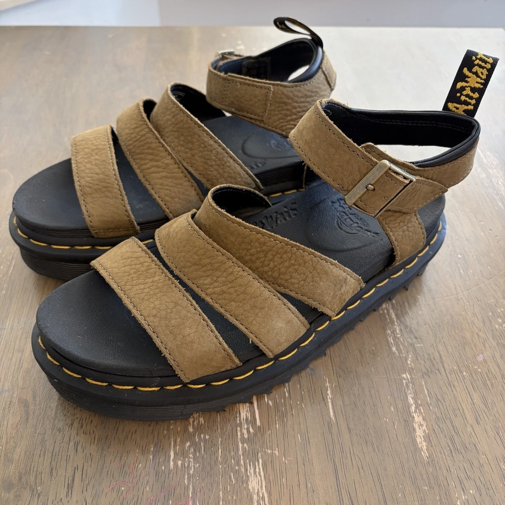 Doc Martens Blaire Women's Size 9 Tan Brown Leather Platform Strappy Sandals Y2K